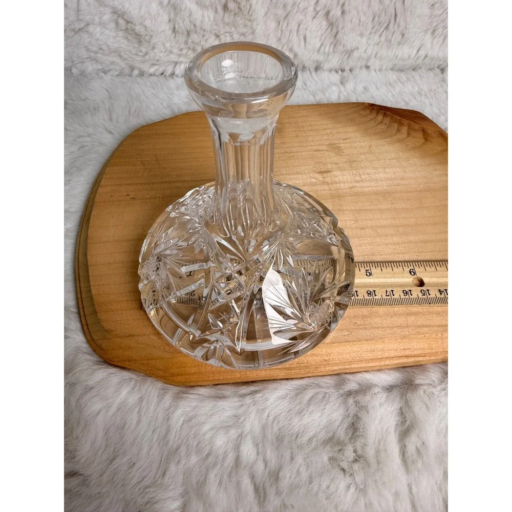 Vintage Lead Crystal Ships Decanter Pinwheel Starburst Cut Glass with Stopper